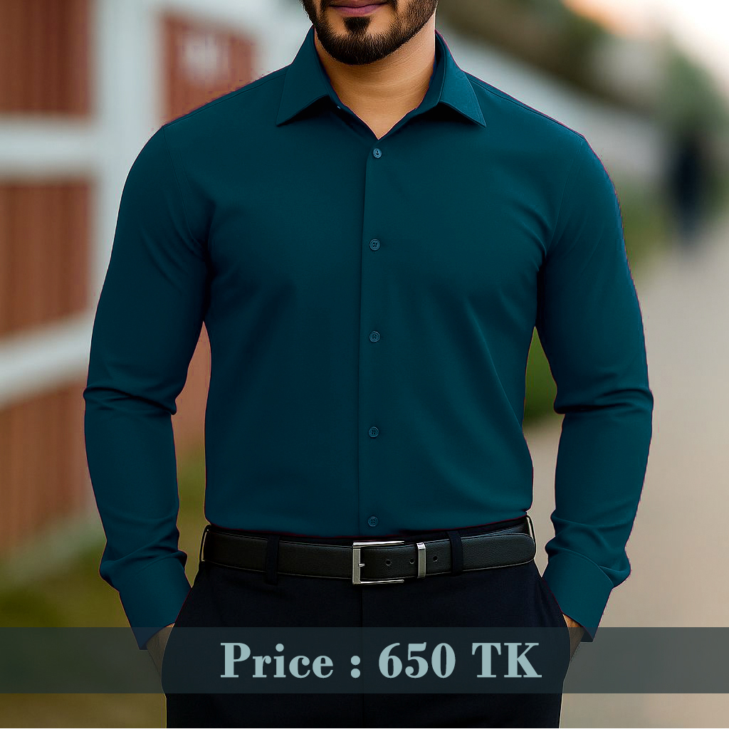 স্ট্রিচেবল রিঙ্কেল ফ্রি ফেব্রিকের ফরমাল শার্ট - See Green Color
