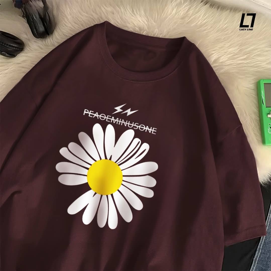 লেডিস ড্রপ সোলডার টি-শার্ট - ডিএফটি চেস্ট-প্রিন্ট