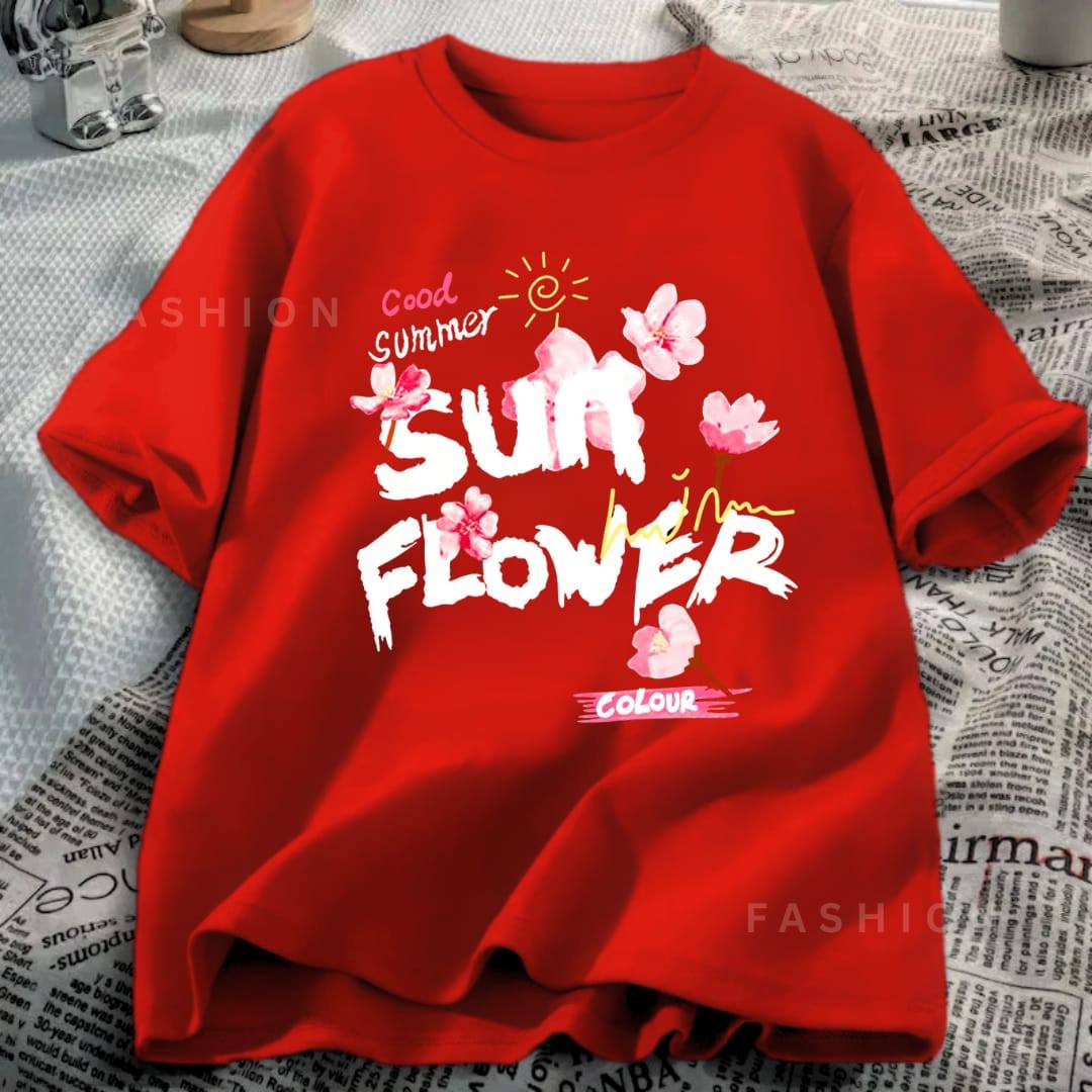 লেডিস ড্রপ সোলডার টি-শার্ট - ডিএফটি চেস্ট-প্রিন্ট