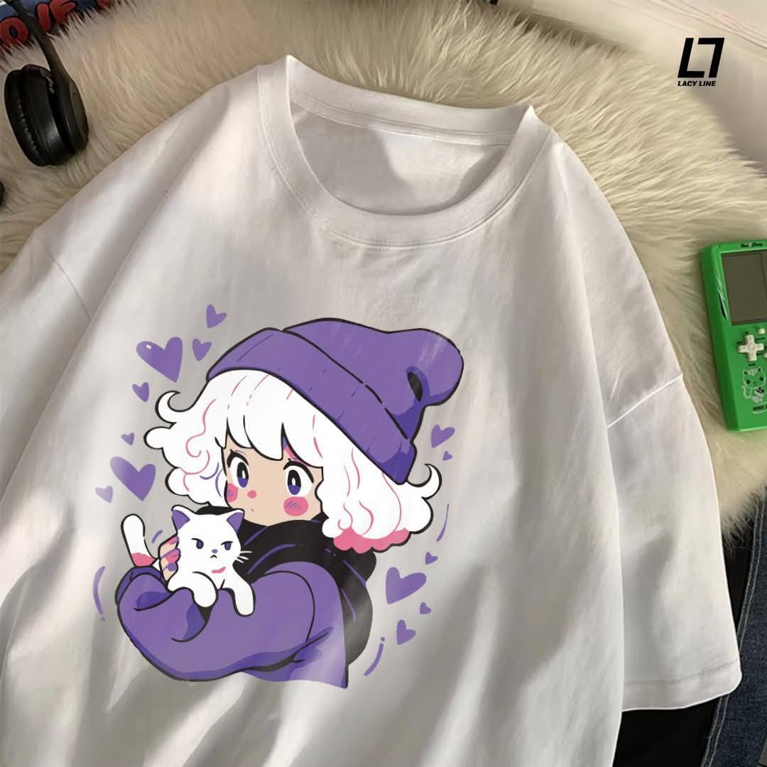 লেডিস ড্রপ সোলডার টি-শার্ট সাদা কালার- ডিএফটি চেস্ট-প্রিন্ট