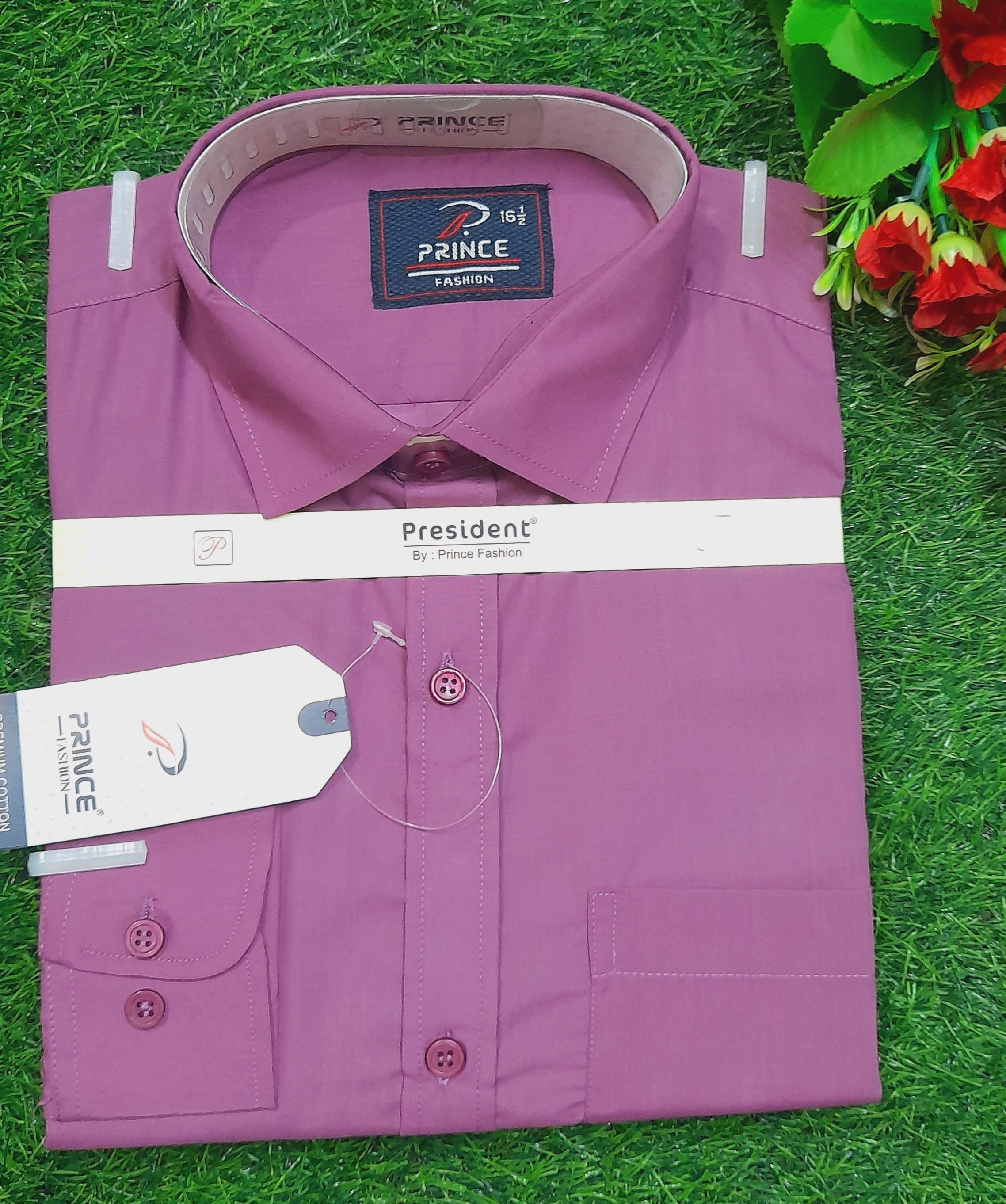 ছেলেদের এক্সক্লুসিভ ফরমাল শার্ট ফুল হাতা – ডিপ পেস্ট কালার