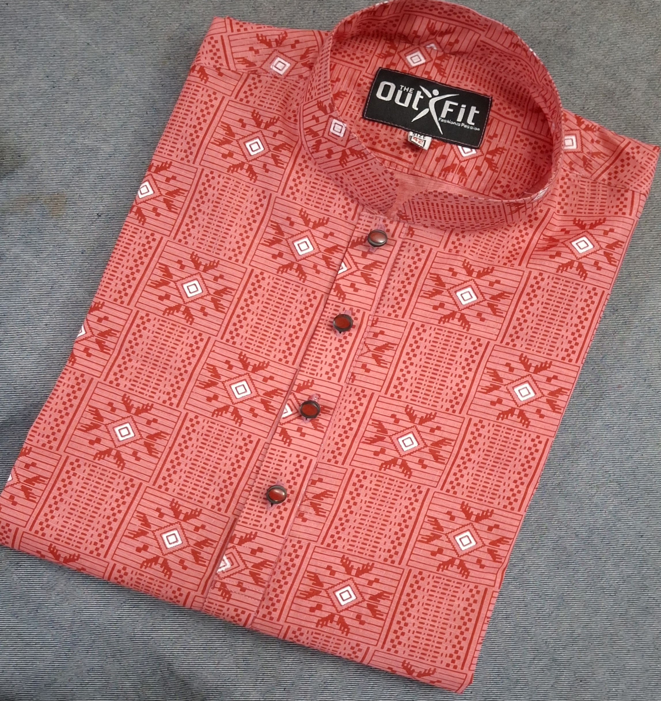 আড়ং কটন পাঞ্জাবি অল-ওভার প্রিন্ট  - Exclusive Long Sleeve  Panjabi With aop print