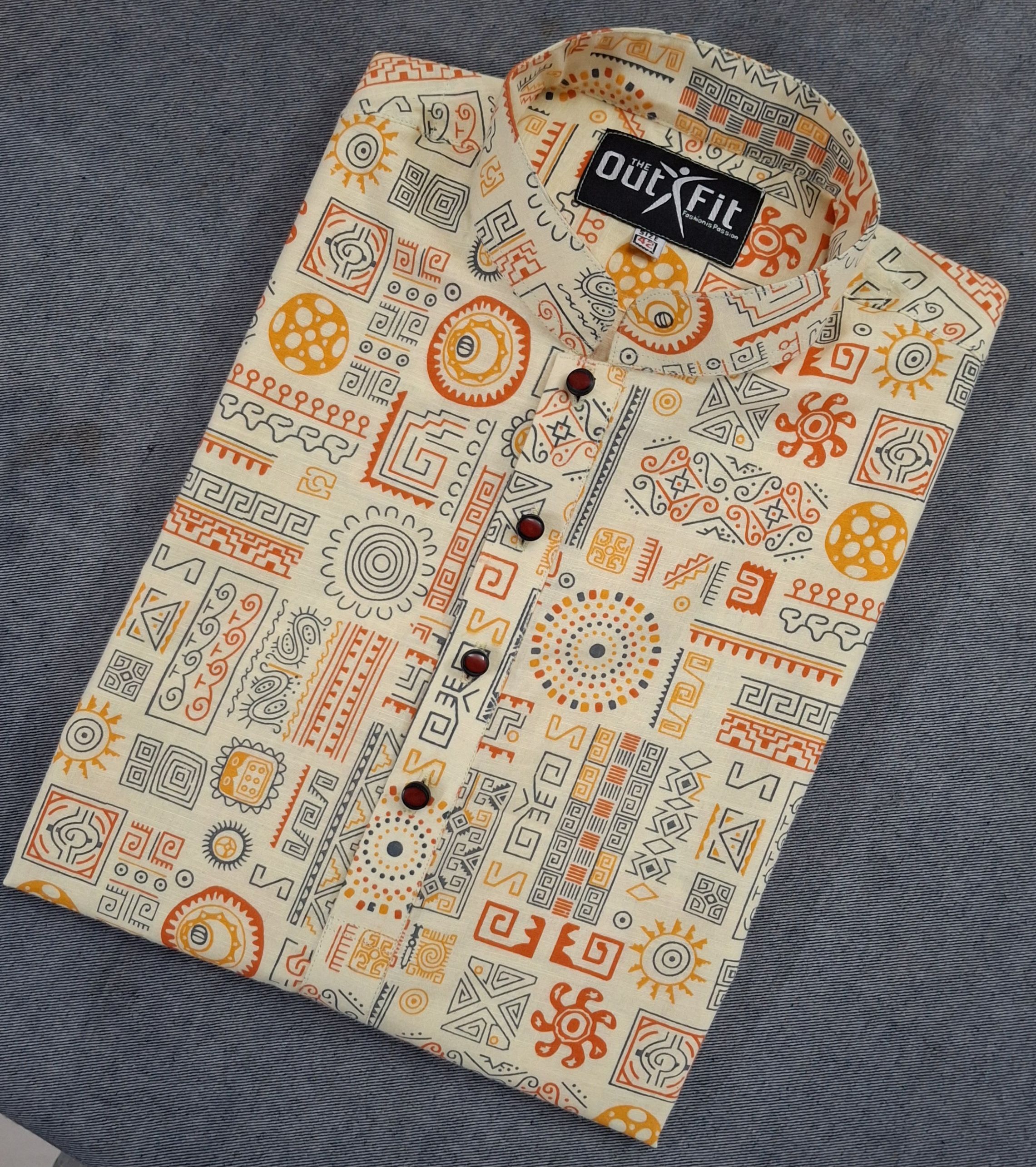 আড়ং কটন পাঞ্জাবি অল-ওভার প্রিন্ট - arrong cotton panjabi with all over print