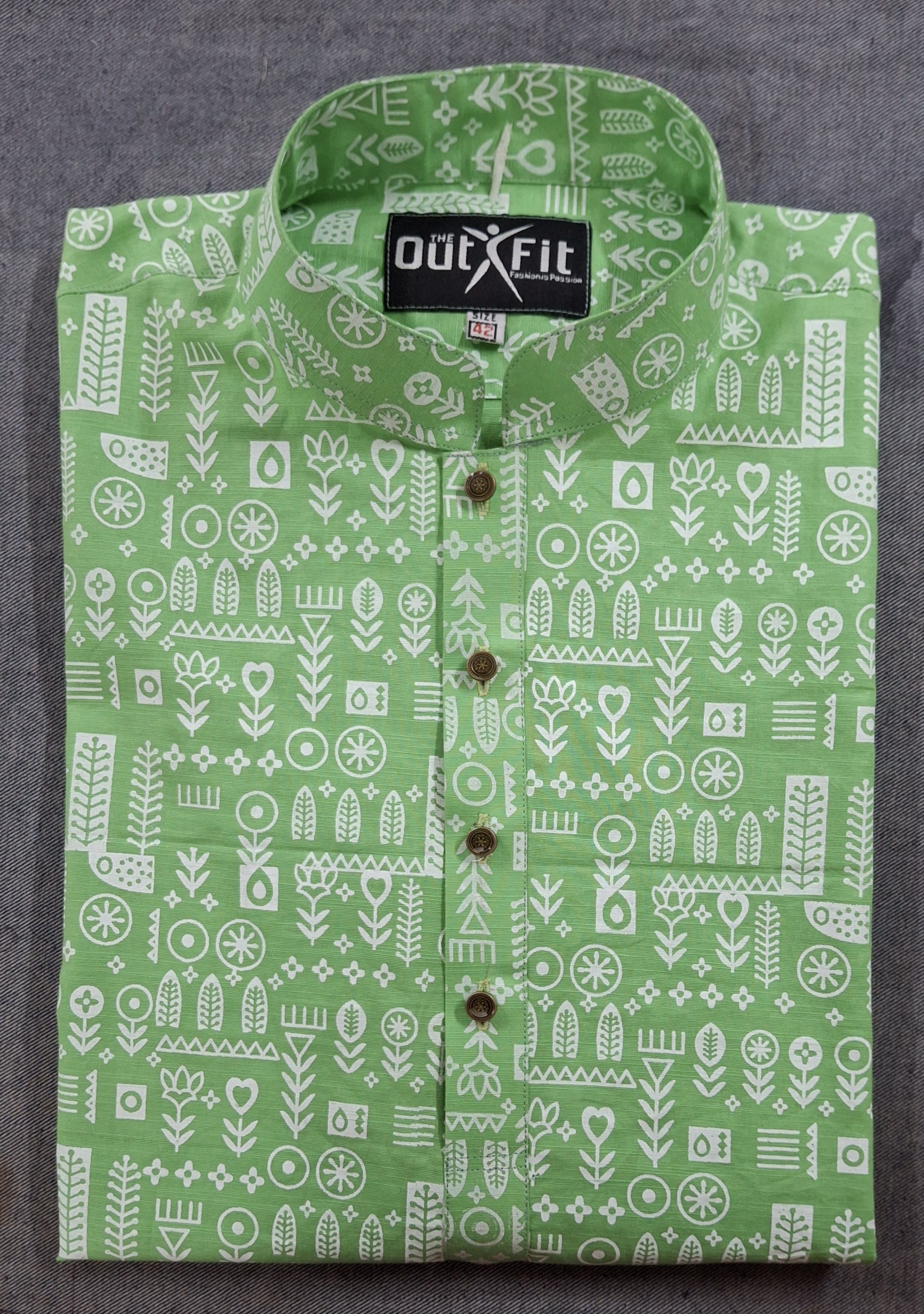 আড়ং কটন পাঞ্জাবি অল-ওভার প্রিন্ট  - Exclusive Long Sleeve  Panjabi With aop print