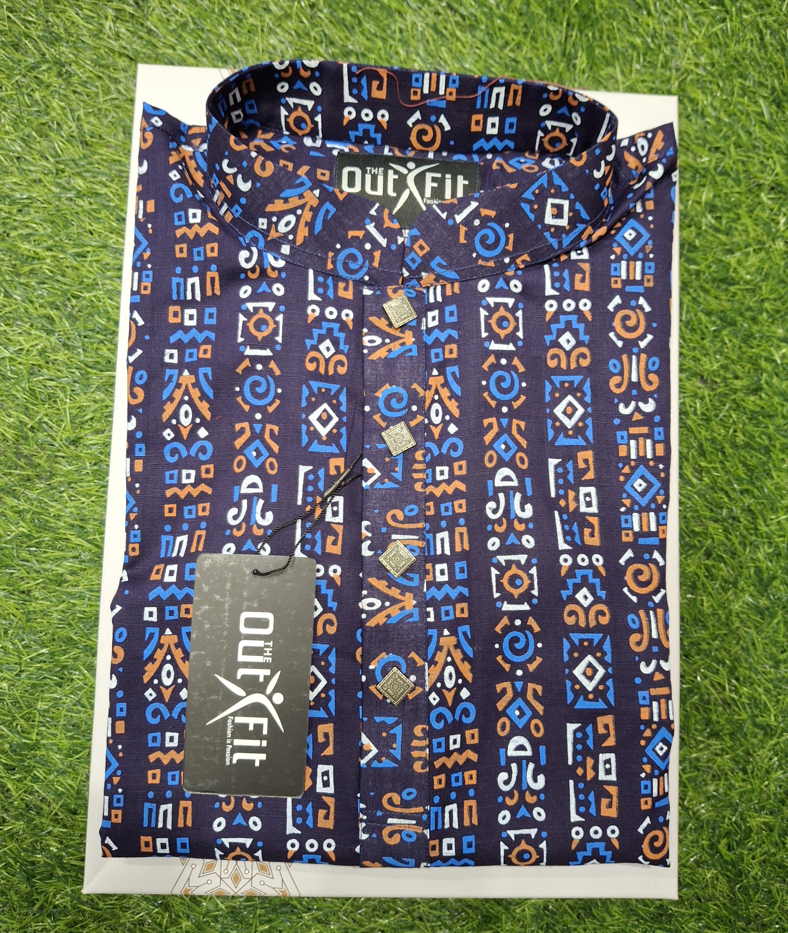 আড়ং কটন পাঞ্জাবি অল-ওভার প্রিন্ট  - Exclusive Long Sleeve  Panjabi With aop print