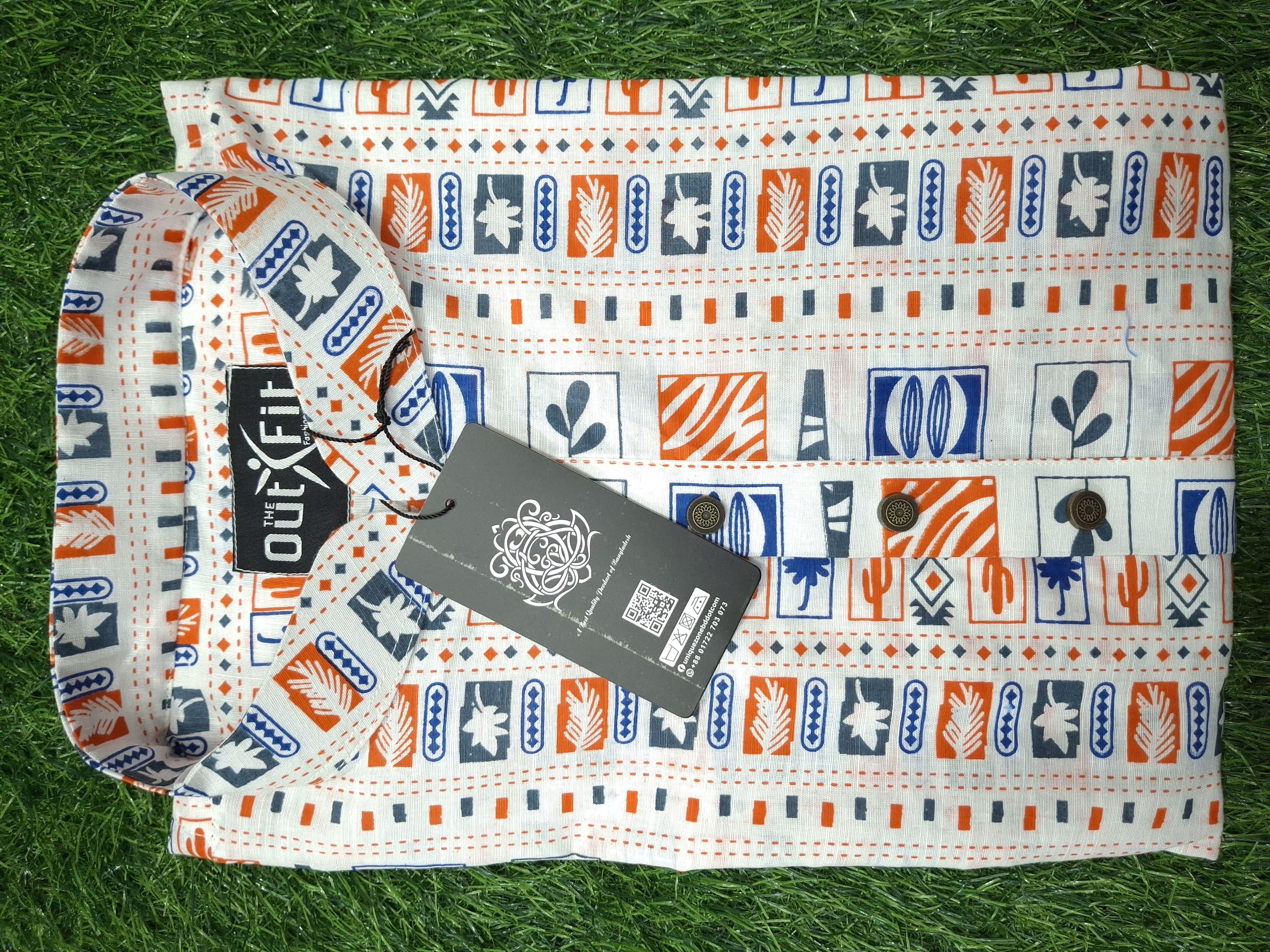 আড়ং কটন পাঞ্জাবি অল-ওভার প্রিন্ট  - Exclusive Long Sleeve  Panjabi With aop print