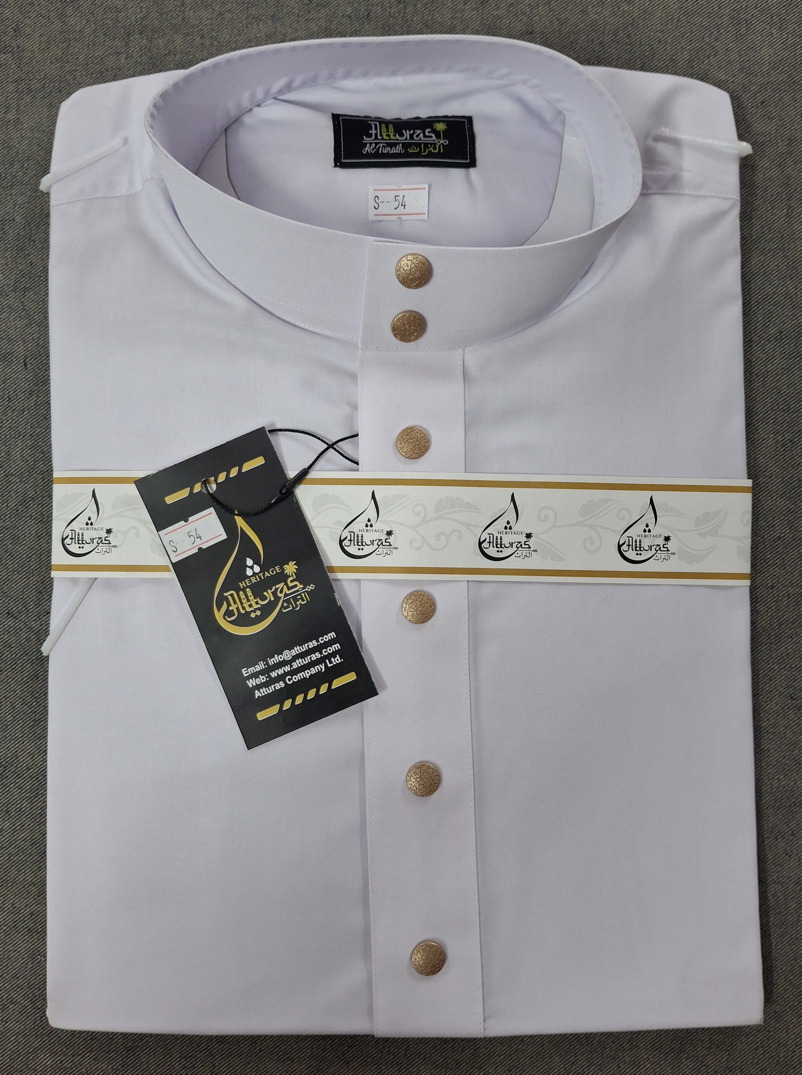 এরাবিক জুব্বাহ (কলিদার) সাদা কালার এবং টরে চায়না প্রেসিডেন্ট কাপড়।