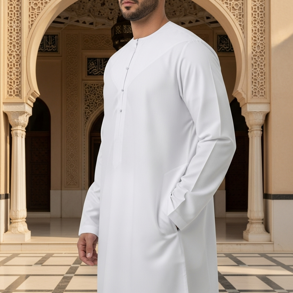 ওমানী কাতুয়া, অফ-সাদা কালার, কোরিয়ান মাইক্রো কাপড়, এক সাটা জুব্বাহ।