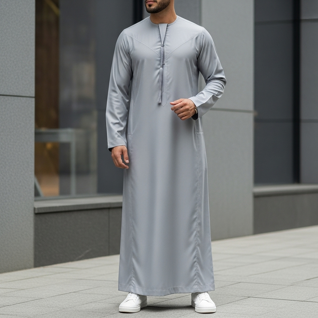 ওমানী কাতুয়া, সিলভার কালার, কোরিয়ান মাইক্রো কাপড়, এক সাটা জুব্বাহ।