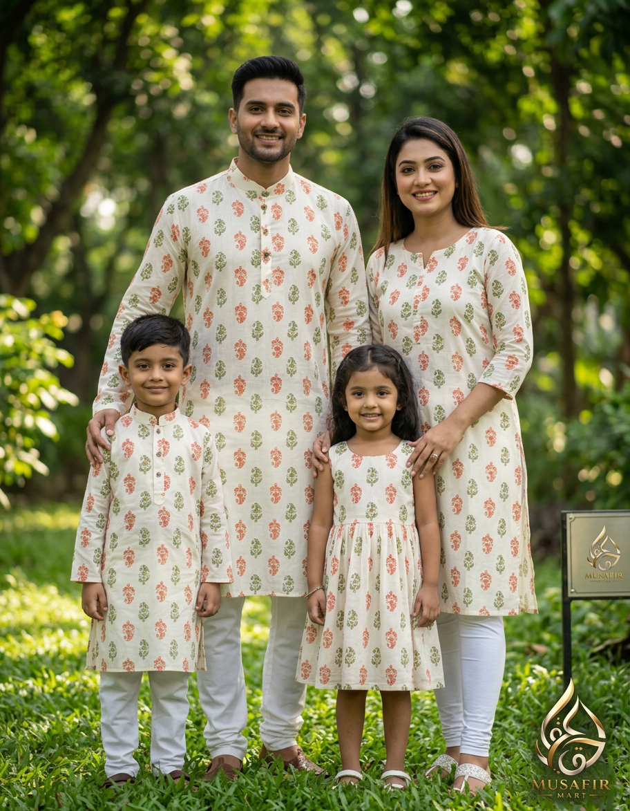 ফ্যামিলি ড্রেস ১০০% কটন এবং আরামদায়ক আড়ং প্রিন্ট পাঞ্জাবি ও কুর্তি ড্রেস কালেকশন